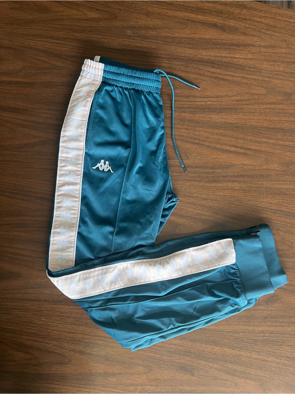 NWOT Kappa Teal Jogger Track Pants with White Side Stripe